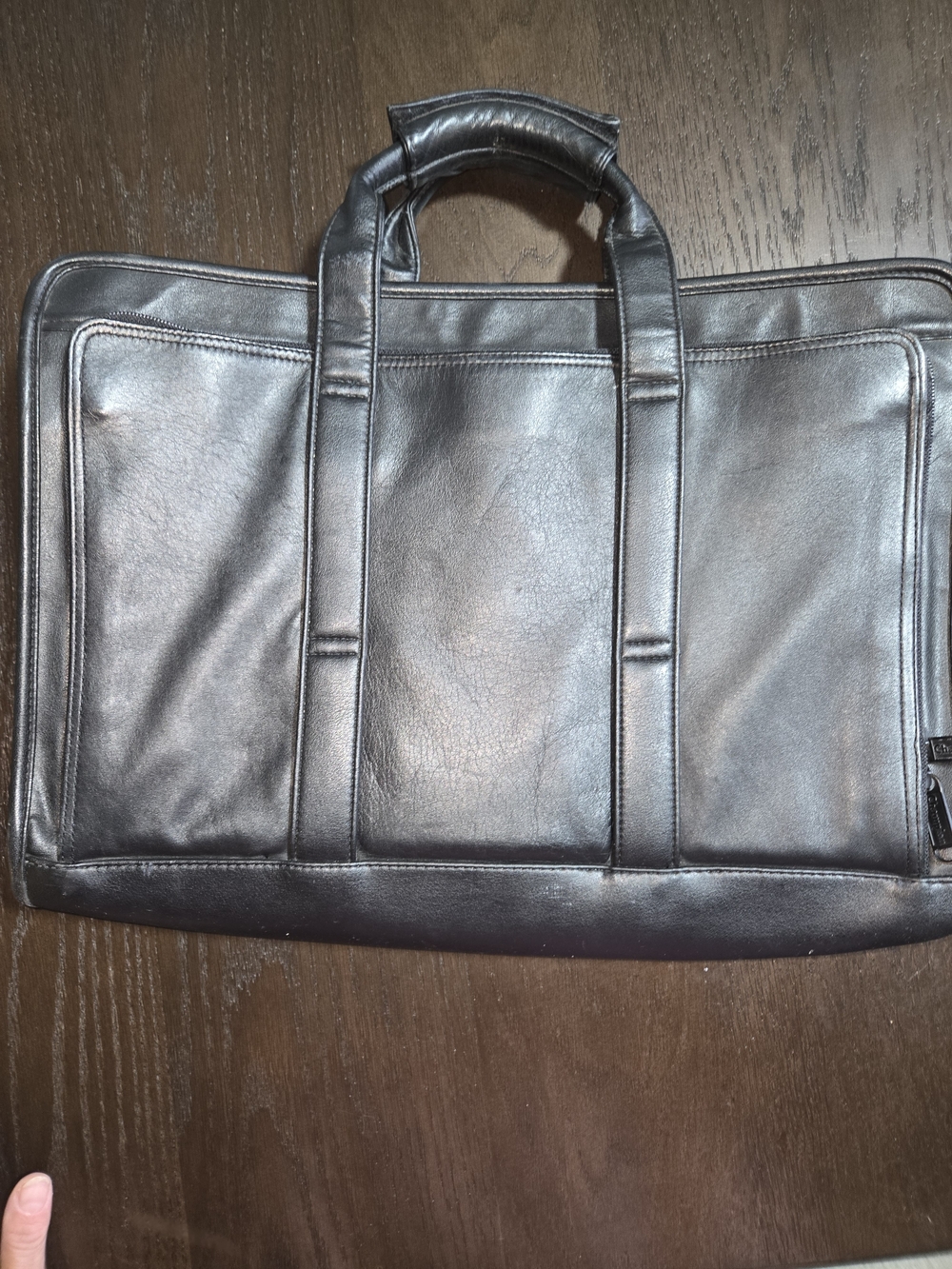 Champion Black Leather Briefcase with Top Handles
